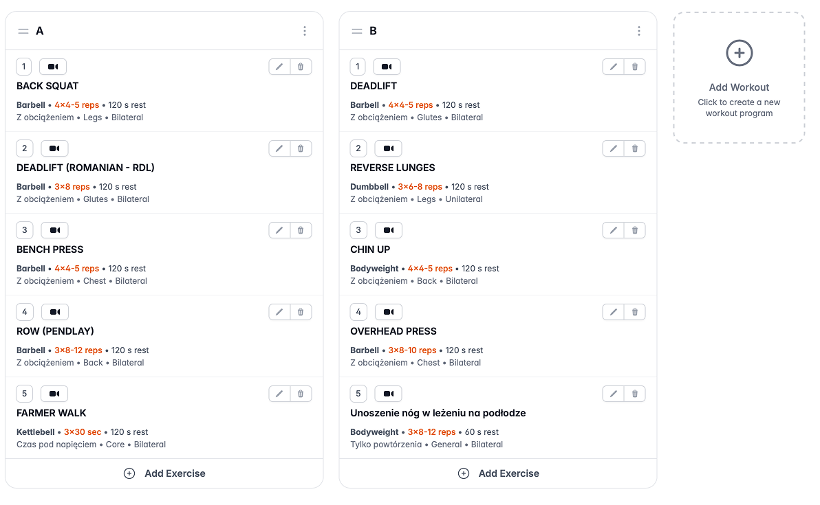Kreator planów treningowych